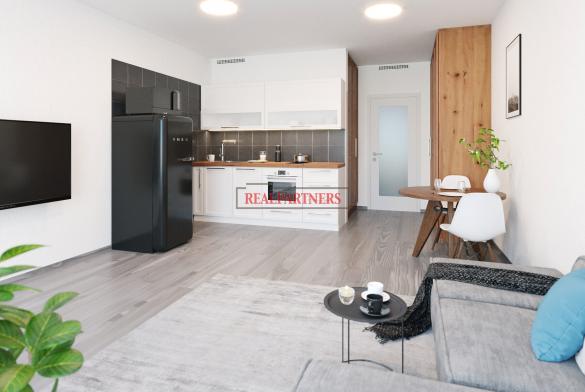 Novostavba bytu 1+kk o ploše 30,3 m² + 4,6 m² balkón ve výstavbě u Roztylského náměstí.