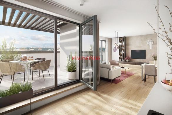 Novostavba bytu 3+kk o ploše 103 m² + 16,8 m² terasa ve výstavbě u Roztylského náměstí.