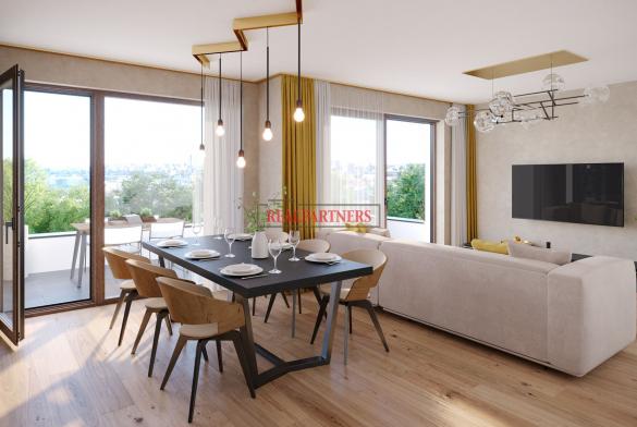 Novostavba bytu 3+kk o ploše 92 m² + 16,5 m² terasa ve výstavbě u Roztylského náměstí.